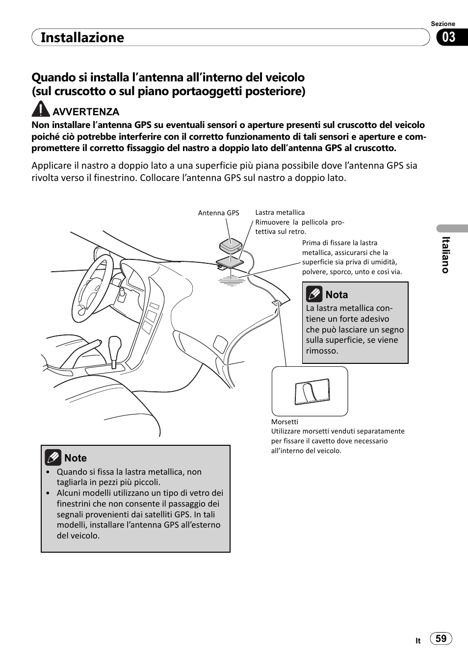 03 installazione | Pioneer SPH-DA100 User Manual | Page 59 / 144