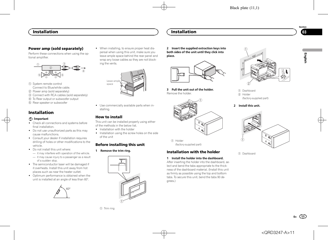 Installation | Pioneer FH-460UI User Manual | Page 11 / 128