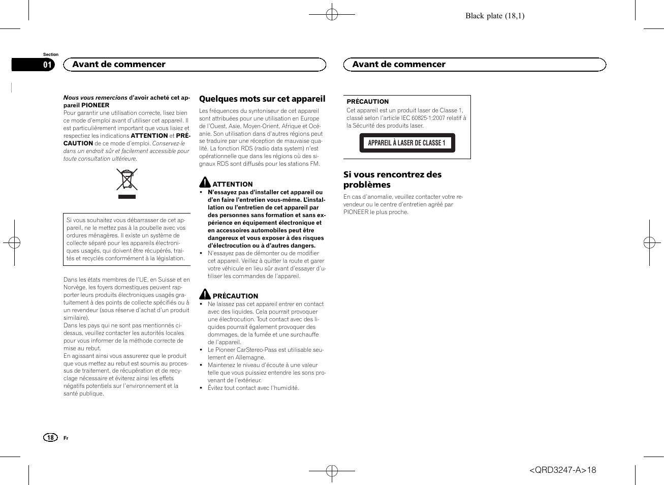 Mode d, Emploi, Autoradio cd rds | Quelques mots sur cet appareil, Si vous rencontrez des problèmes, Avant de commencer | Pioneer FH-460UI User Manual | Page 18 / 128