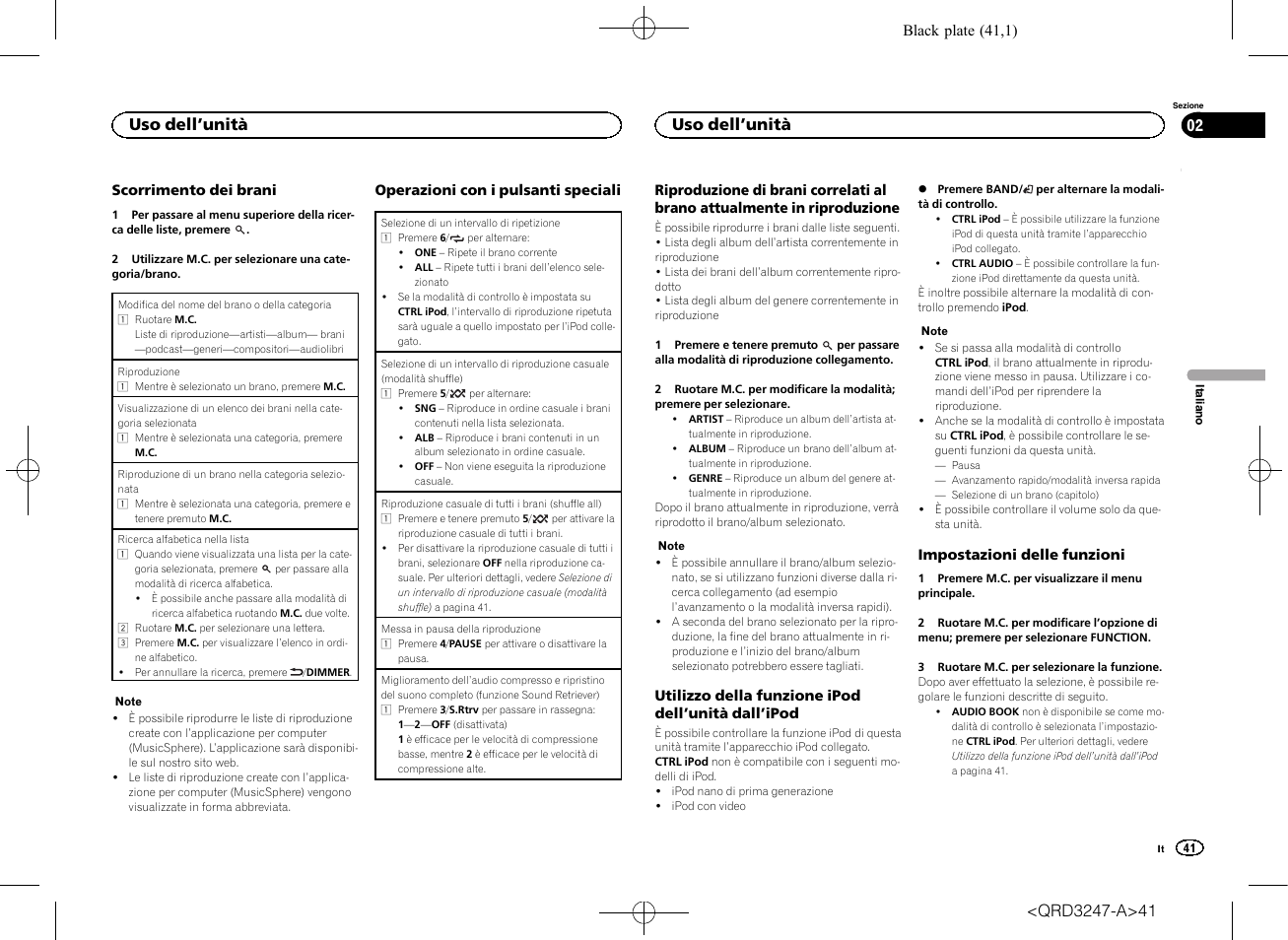 Uso dell ’unità | Pioneer FH-460UI User Manual | Page 41 / 128