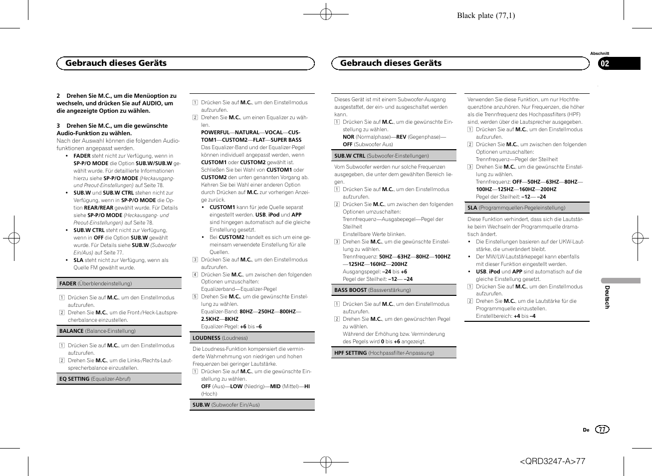 Gebrauch dieses geräts | Pioneer FH-460UI User Manual | Page 77 / 128