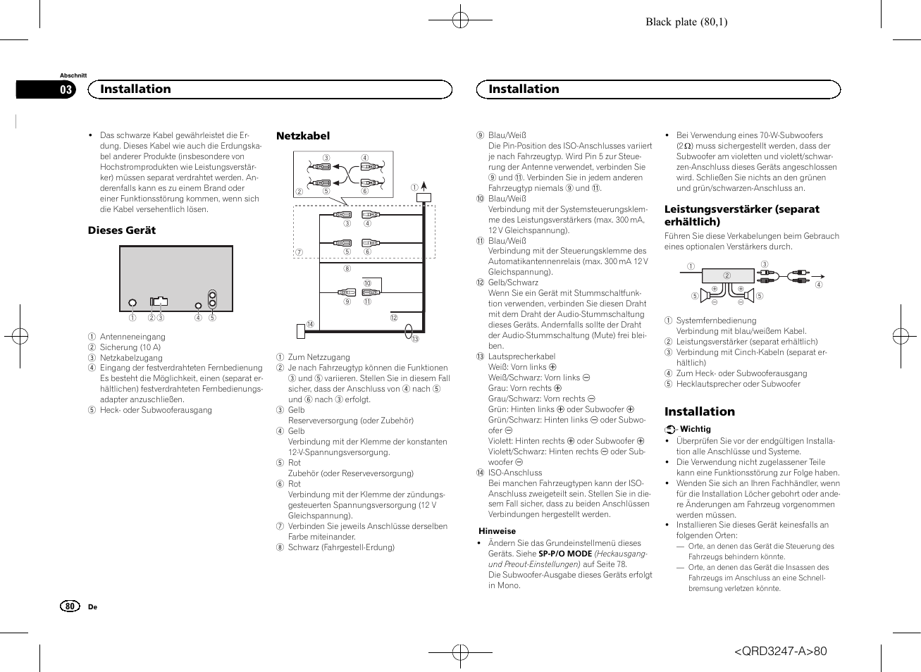 Installation | Pioneer FH-460UI User Manual | Page 80 / 128