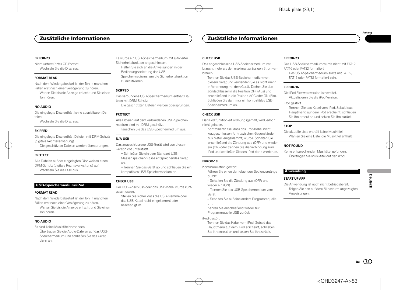 Zusätzliche informationen | Pioneer FH-460UI User Manual | Page 83 / 128