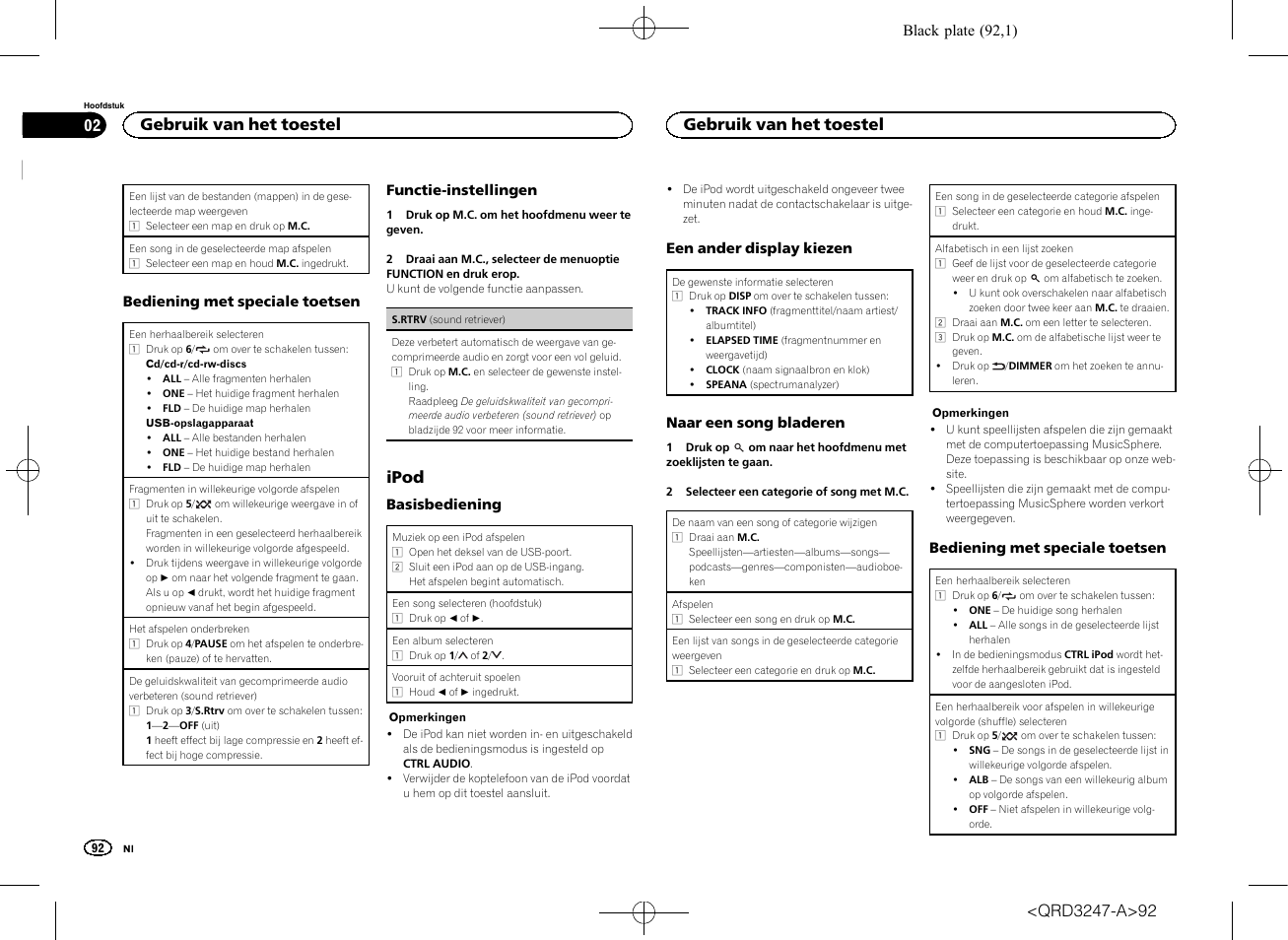 Ipod, Gebruik van het toestel | Pioneer FH-460UI User Manual | Page 92 / 128