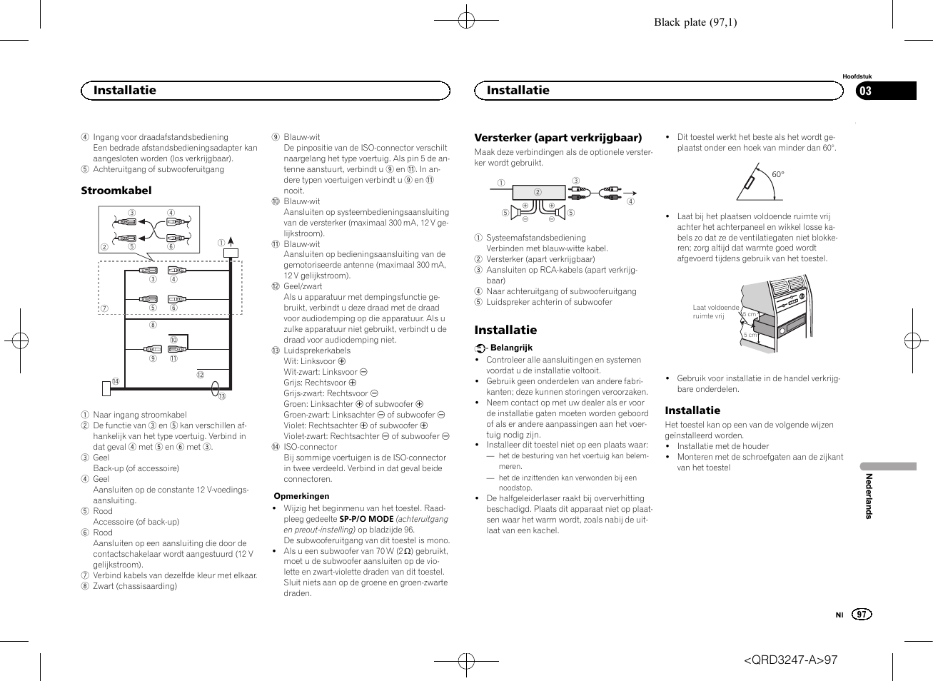 Installatie | Pioneer FH-460UI User Manual | Page 97 / 128