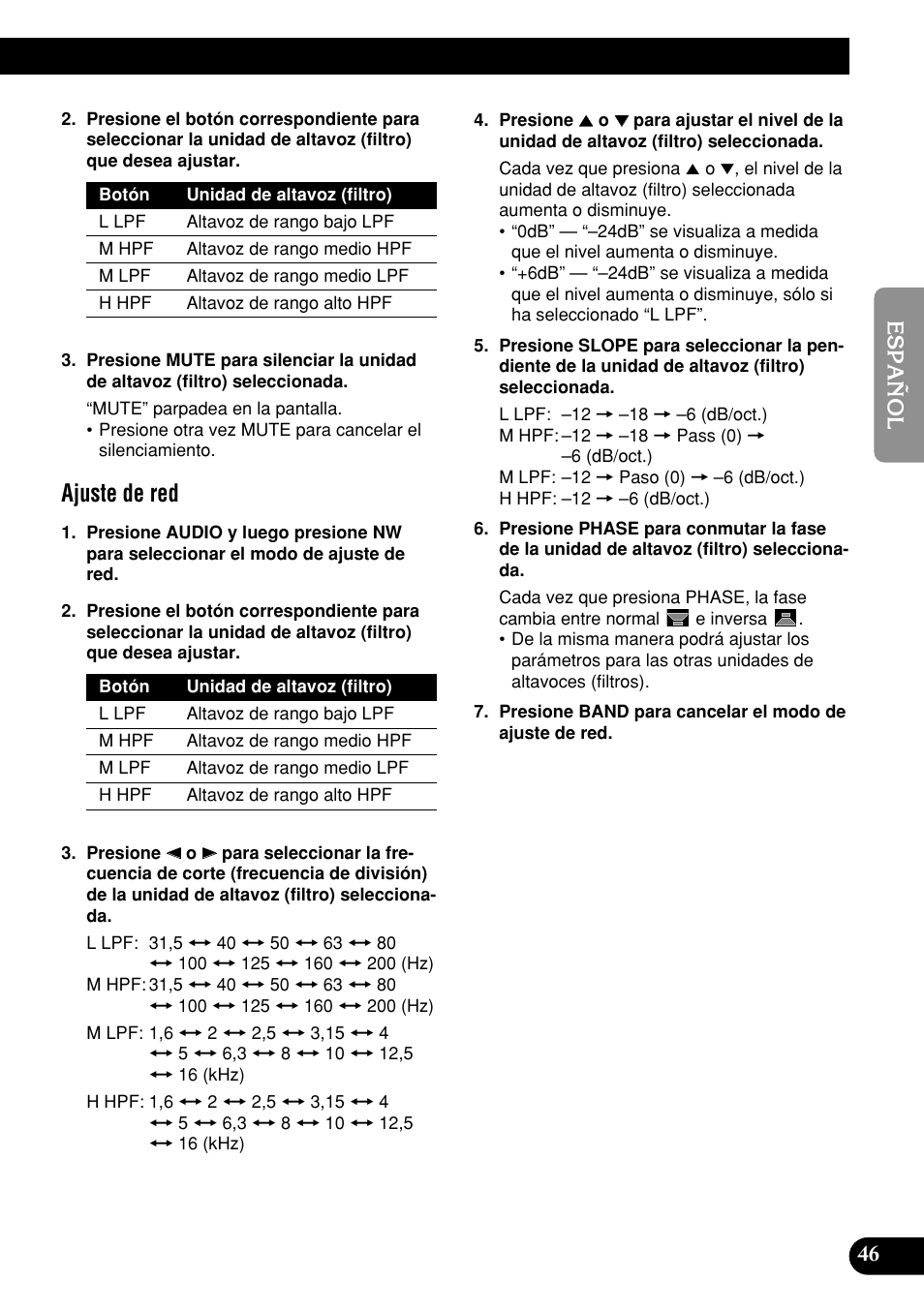 Ajuste de red | Pioneer DEH-P9400MP User Manual | Page 115 / 140