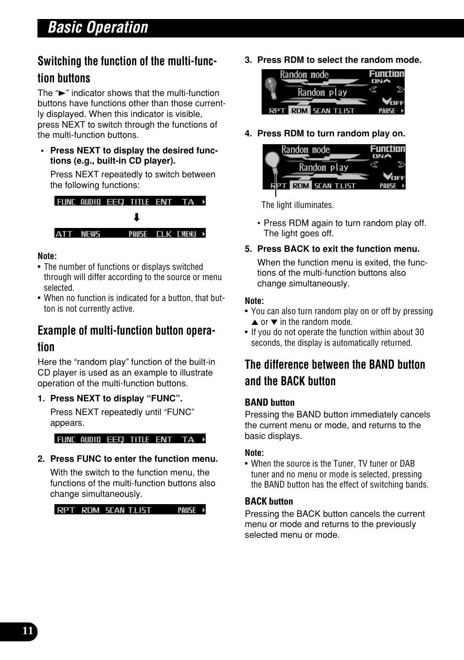 Basic operation, Example of multi-function button opera- tion | Pioneer DEH-P9400MP User Manual | Page 12 / 140