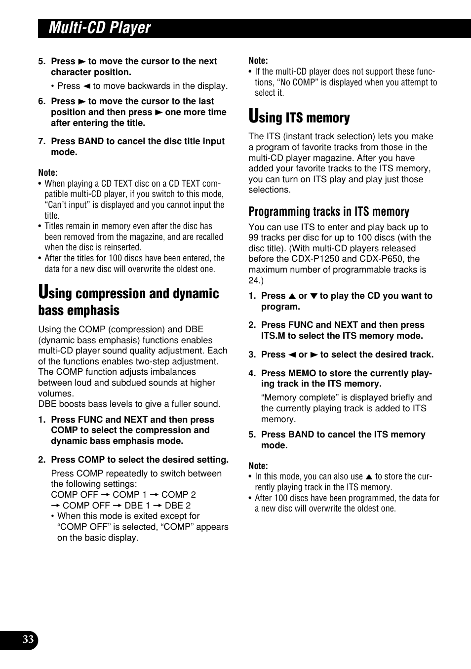 Using compression and dynamic, Bass emphasis, Using its memory | Multi-cd player, Sing compression and dynamic bass emphasis | Pioneer DEH-P9400MP User Manual | Page 34 / 140