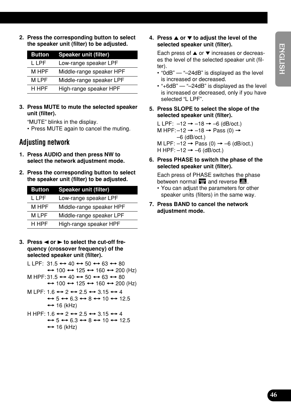 Adjusting network | Pioneer DEH-P9400MP User Manual | Page 47 / 140