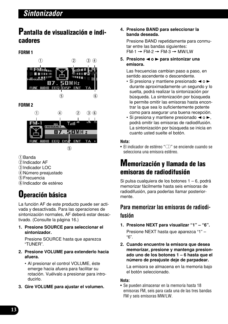 Sintonizador, Radiodifusión, Antalla de visualización e indi- cadores | Peración básica | Pioneer DEH-P9400MP User Manual | Page 82 / 140