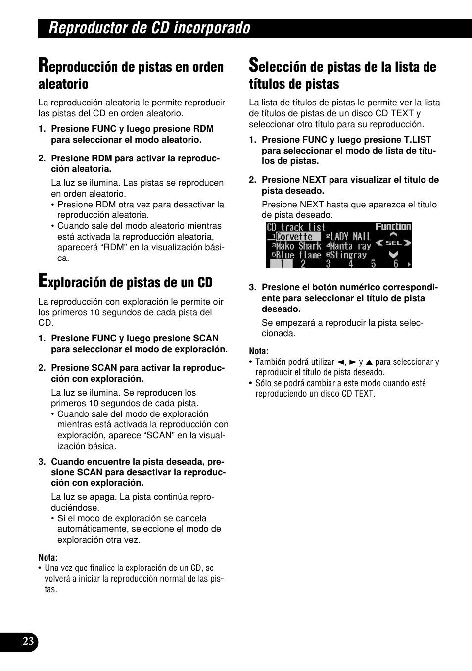 De pistas, Reproductor de cd incorporado, Eproducción de pistas en orden aleatorio | Xploración de pistas de un cd | Pioneer DEH-P9400MP User Manual | Page 92 / 140