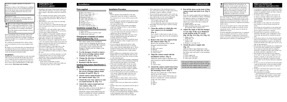Installation <english, Parts supplied, Installation example (fig. 1) | Installation procedure | Pioneer ND-BC2 User Manual | Page 2 / 8