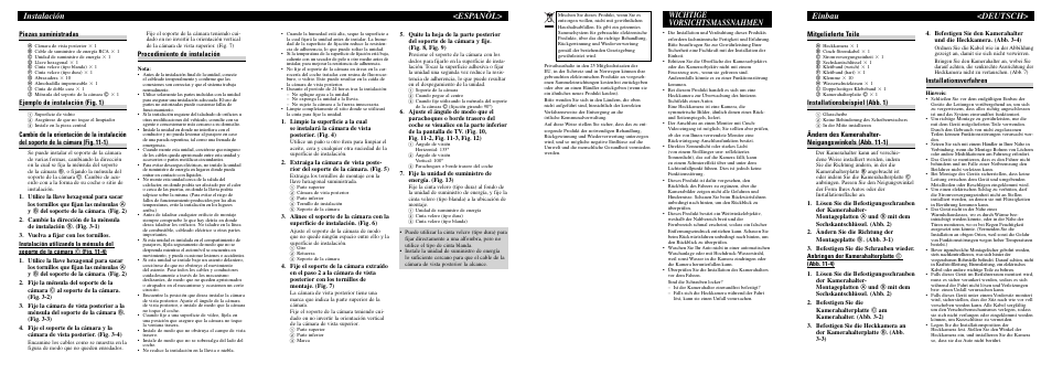 Instalación <espanõl, Wichtige vorsichtsmassnahmen, Einbau <deutsch | Pioneer ND-BC2 User Manual | Page 3 / 8
