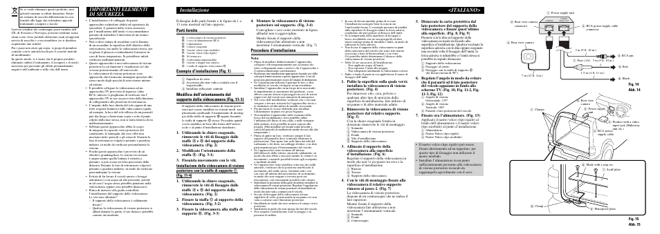 Importanti elementi di sicurezza, Installazione <italiano, Parti fornite | Esempio d’installazione (fig. 1), Procedura d’installazione | Pioneer ND-BC2 User Manual | Page 5 / 8