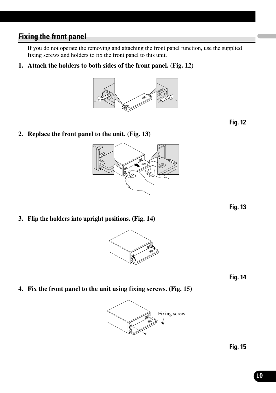 Fixing the front panel | Pioneer DEH-P55BT User Manual | Page 11 / 86