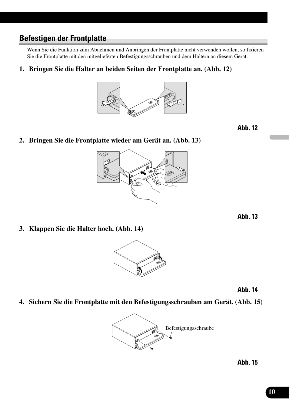 Befestigen der frontplatte | Pioneer DEH-P55BT User Manual | Page 35 / 86