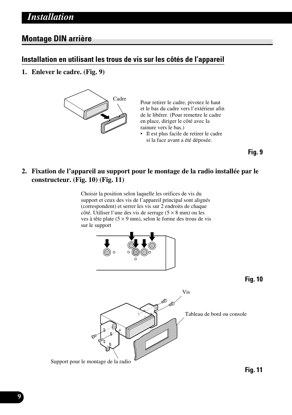 Montage din arrière, Installation | Pioneer DEH-P55BT User Manual | Page 46 / 86