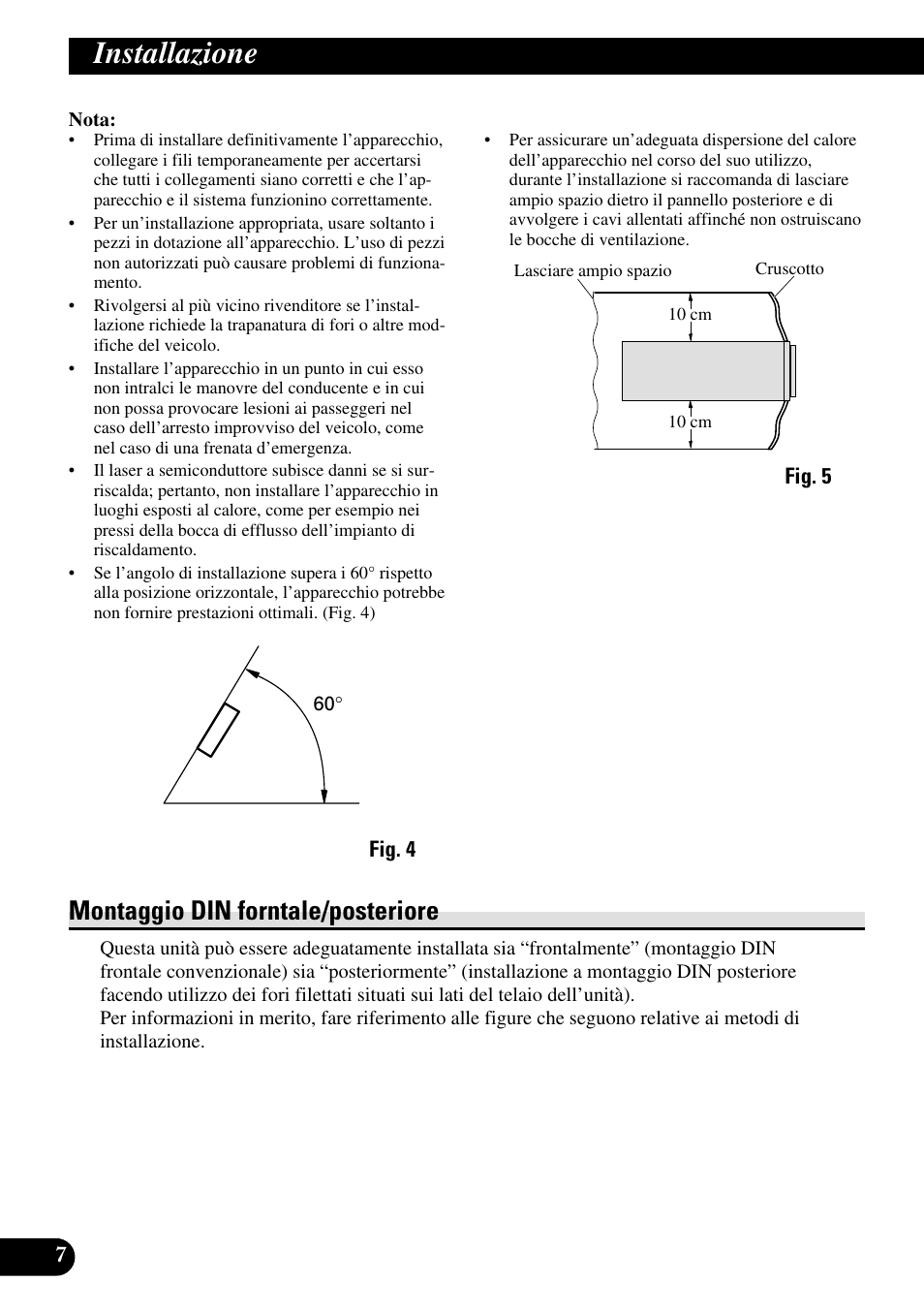 Installazione, Montaggio din forntale/posteriore, A title (english) | Pioneer DEH-P55BT User Manual | Page 56 / 86