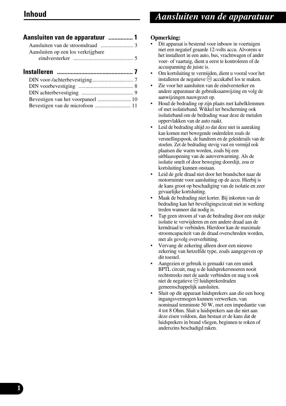 Nederlands, Aansluiten van de apparatuur, Inhoud | Pioneer DEH-P55BT User Manual | Page 62 / 86