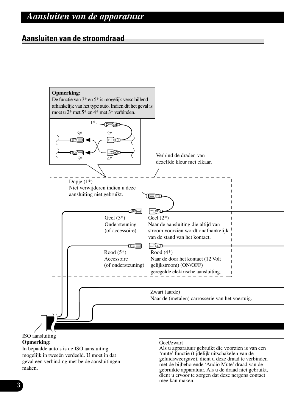Aansluiten van de stroomdraad, Aansluiten van de apparatuur | Pioneer DEH-P55BT User Manual | Page 64 / 86