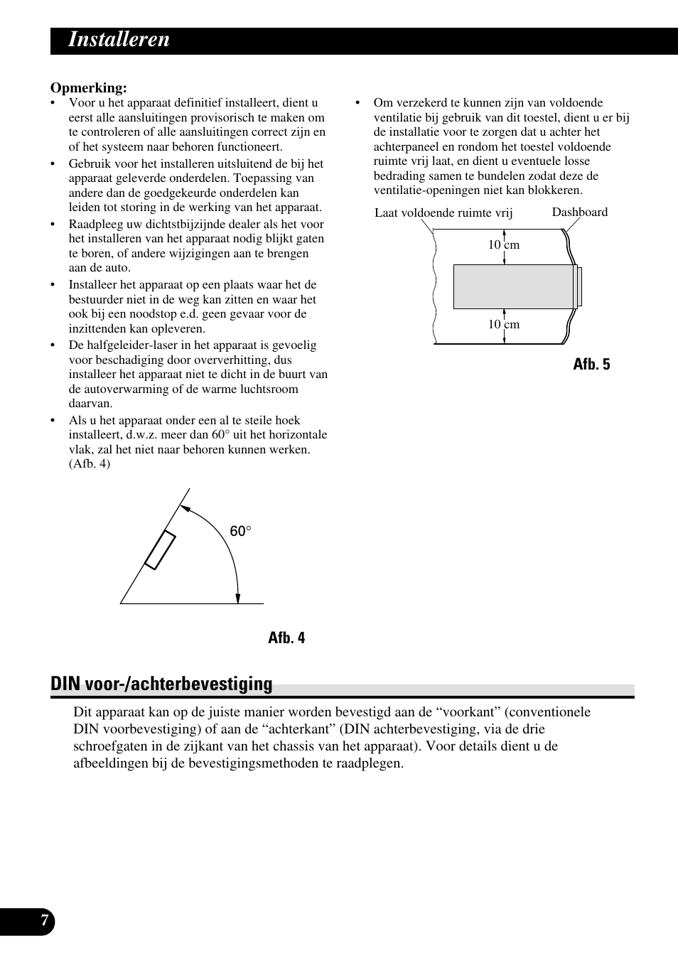 Installeren, Din voor-/achterbevestiging, A title (english) | Pioneer DEH-P55BT User Manual | Page 68 / 86