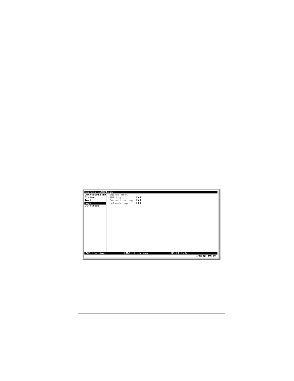 Logs menu | ADTRAN Express L768 User Manual | Page 107 / 165