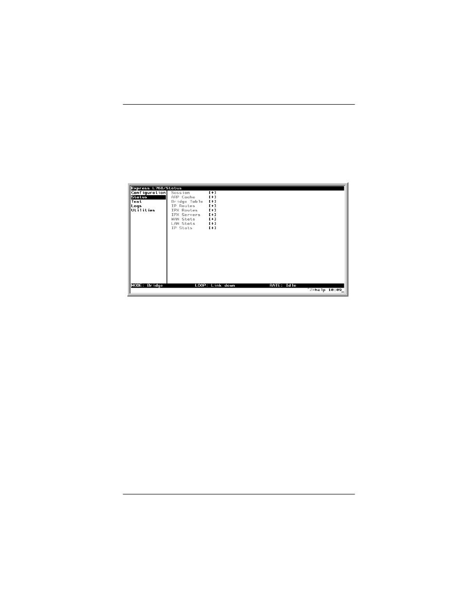 Status menu | ADTRAN Express L768 User Manual | Page 95 / 165