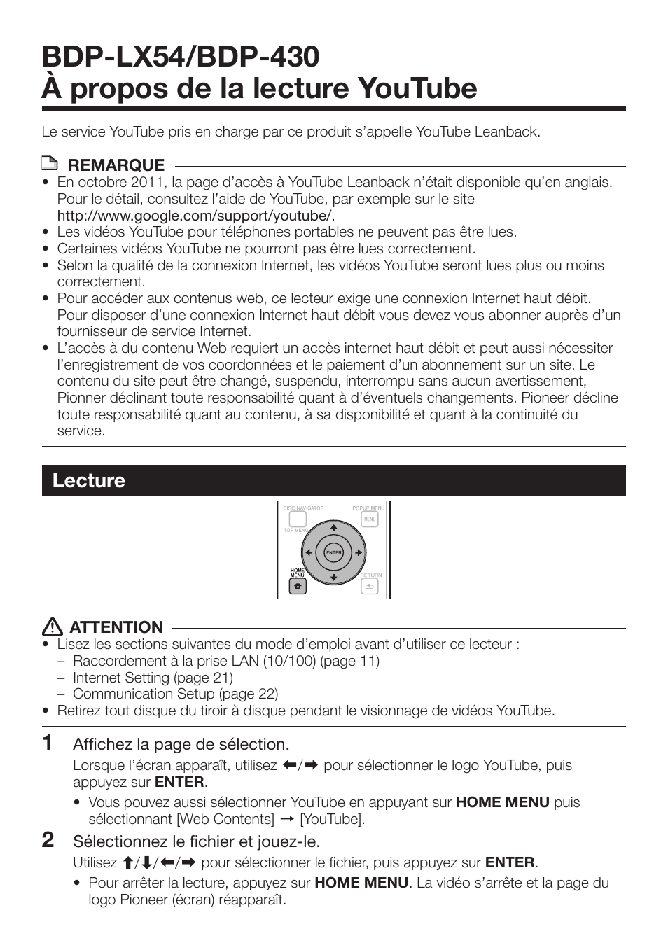 Lecture | Pioneer BDP-430 User Manual | Page 2 / 7