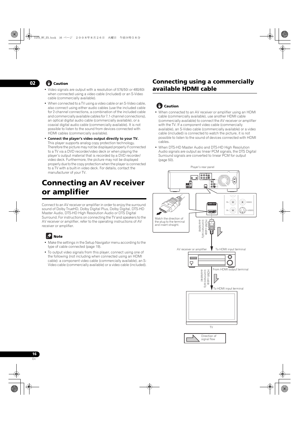 Connecting an av receiver or amplifier | Pioneer BDP-51FD User Manual | Page 16 / 72