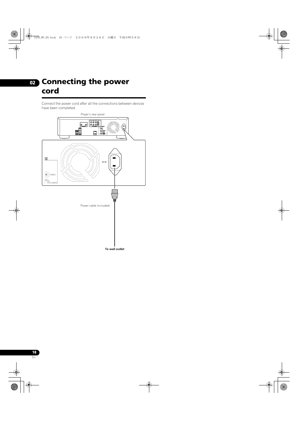 Connecting the power cord | Pioneer BDP-51FD User Manual | Page 18 / 72