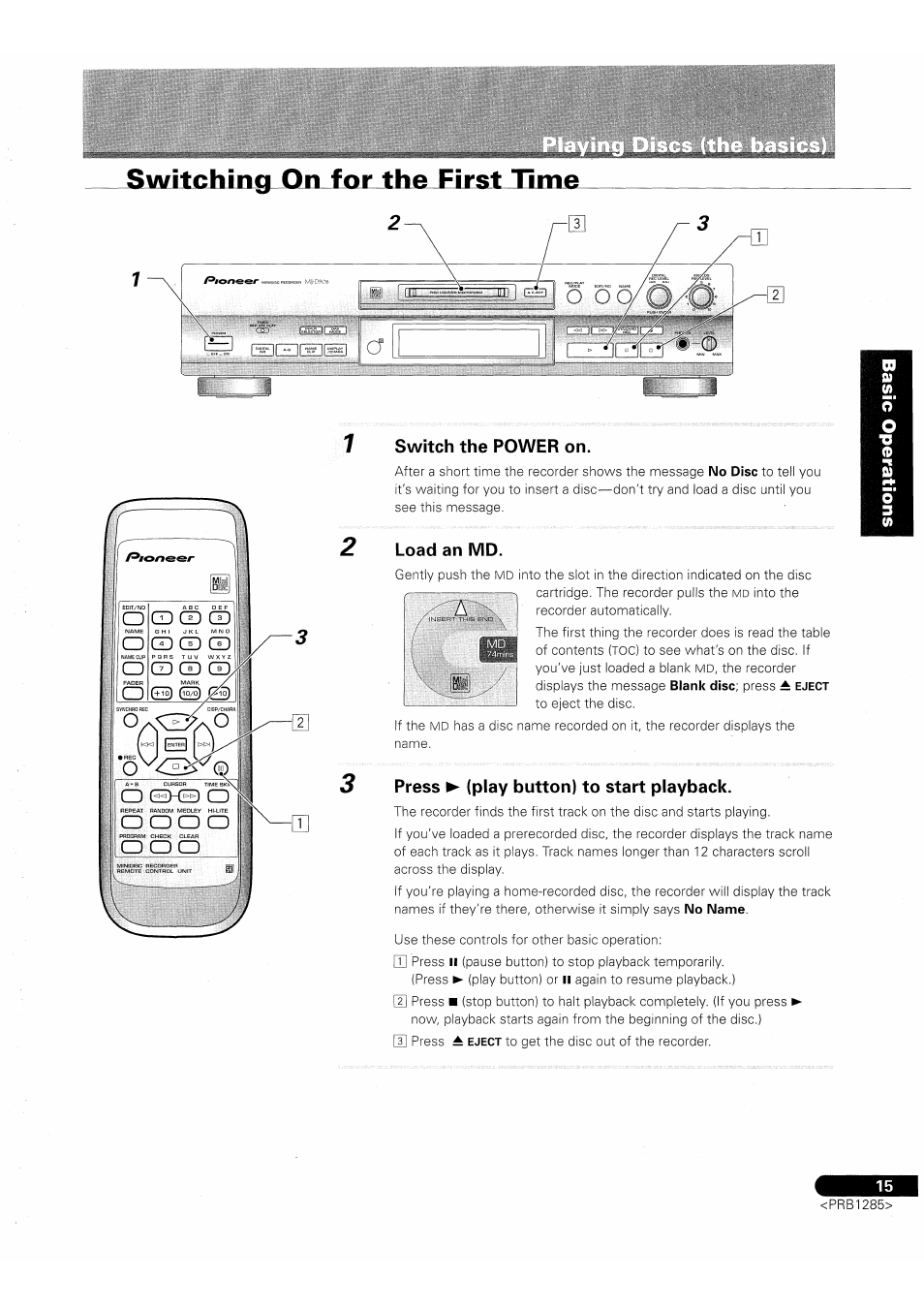 Load an md, Press ► (play button) to start playback | Pioneer MJ-D508 User Manual | Page 15 / 48