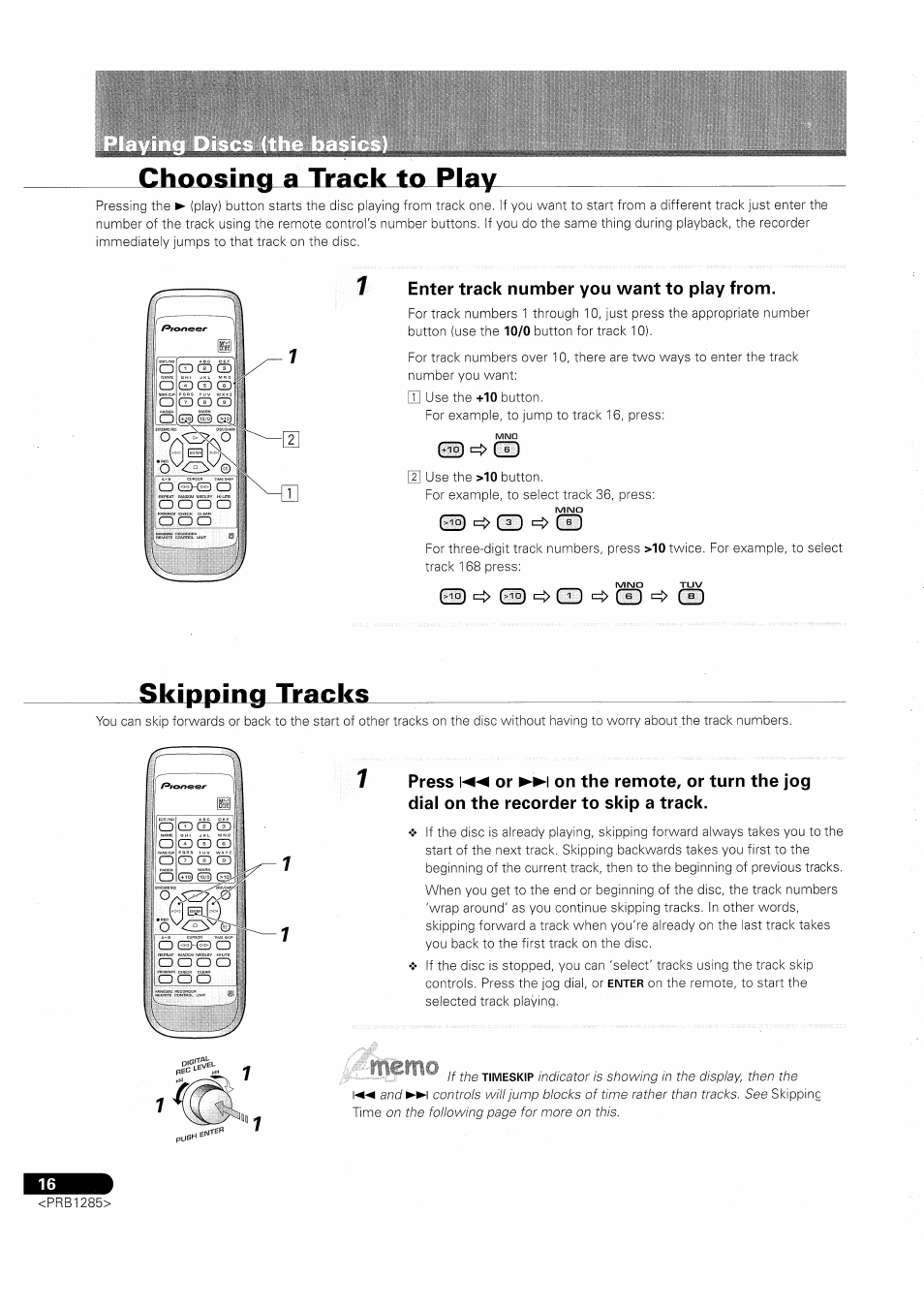 Enter track number you want to play from, Skipping tracks, 0°) ■=> qd ■=> cd | Ed ■=> ed ■=> ed ■=> cd cd | Pioneer MJ-D508 User Manual | Page 16 / 48