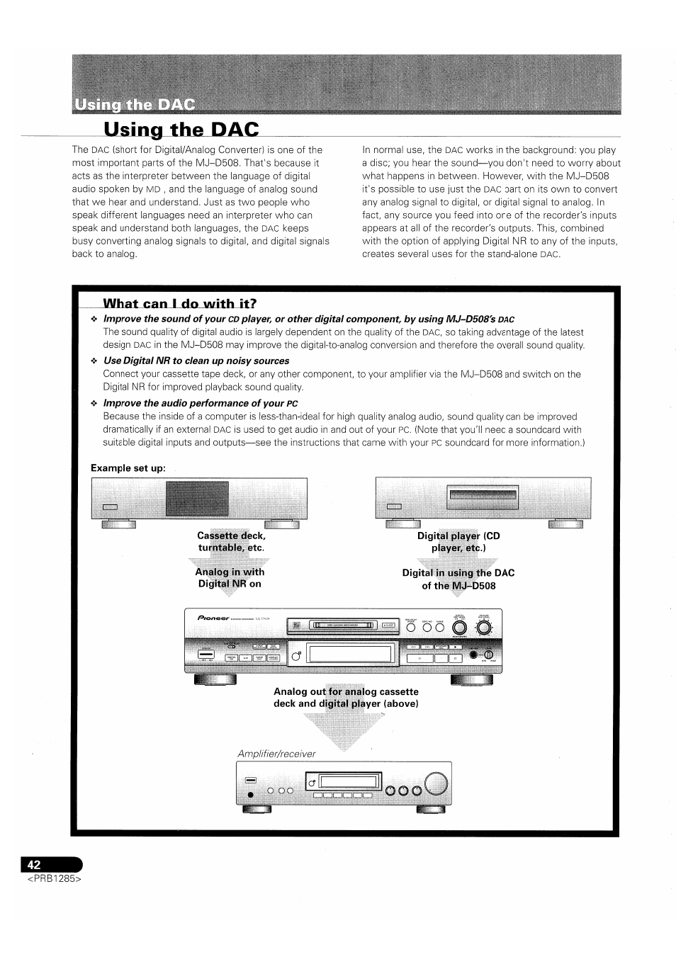 Analog in with digital nr on, Digital in using the dac of the ivij-d508, O o o q | Do with it, O o o | Pioneer MJ-D508 User Manual | Page 42 / 48