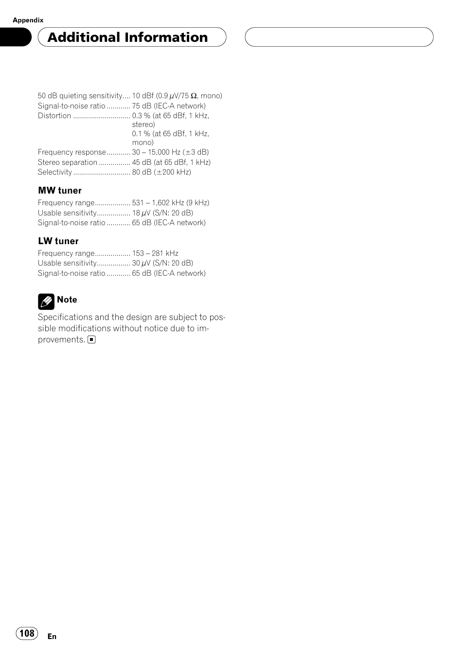Additional information | Pioneer ANH-P10MP User Manual | Page 108 / 109
