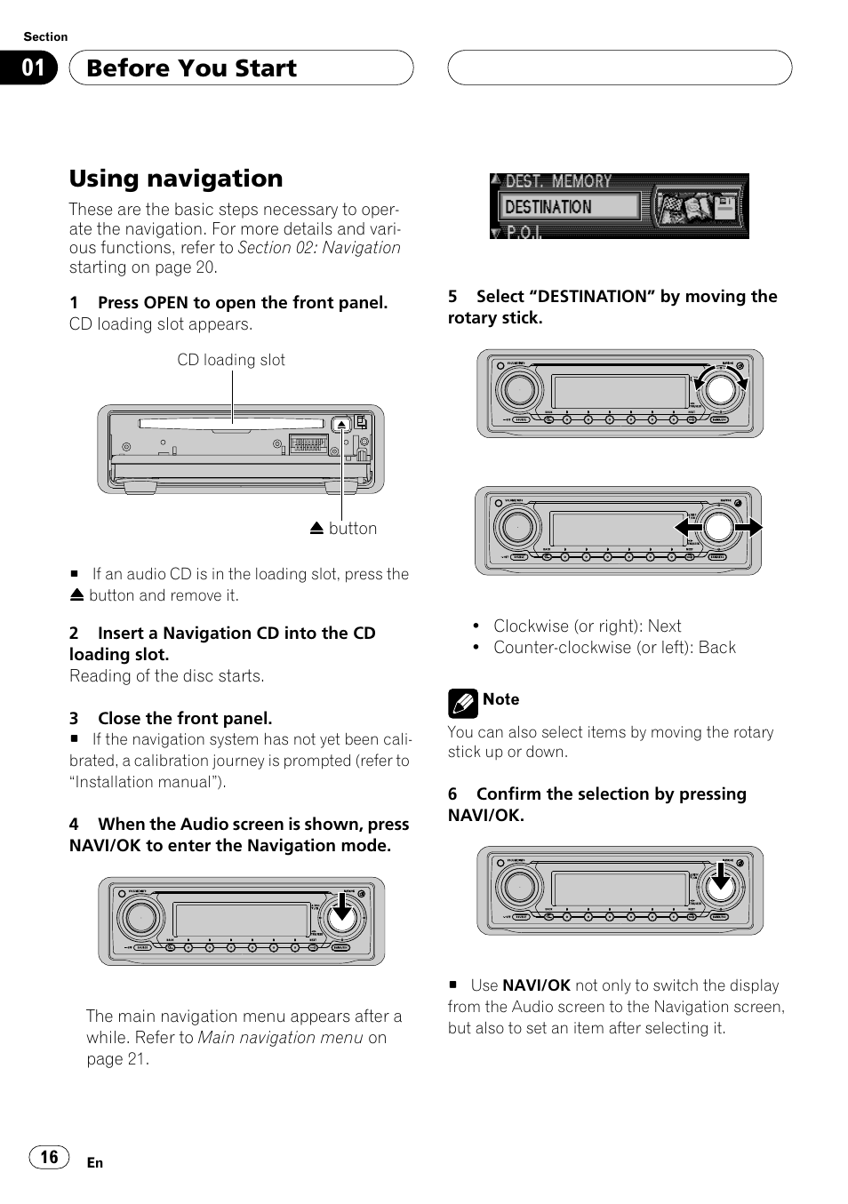 Using navigation, Before you start | Pioneer ANH-P10MP User Manual | Page 16 / 109