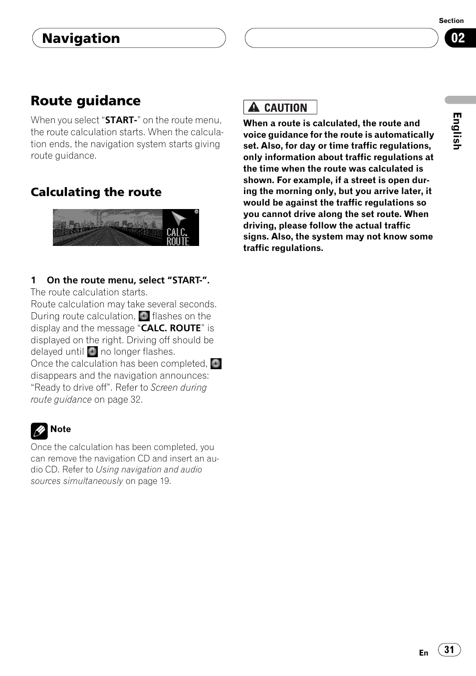 Route guidance, Calculating the route, The following operation, refer to | Navigation | Pioneer ANH-P10MP User Manual | Page 31 / 109
