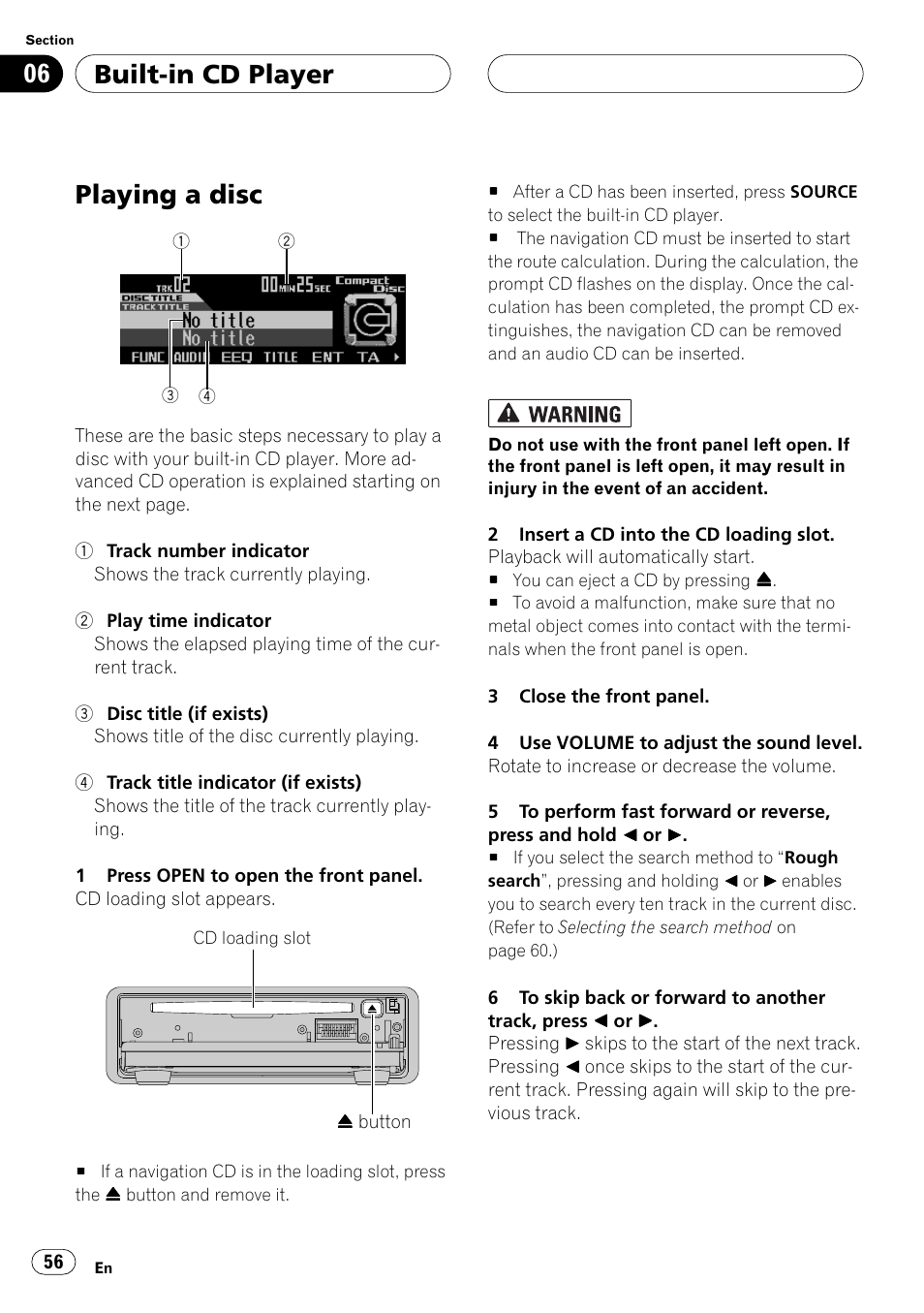 Built-in cd player playing a disc | Pioneer ANH-P10MP User Manual | Page 56 / 109