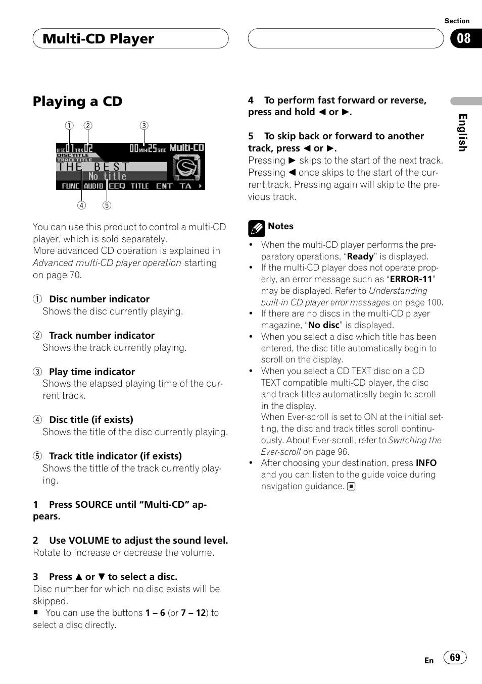 Multi-cd player playing a cd | Pioneer ANH-P10MP User Manual | Page 69 / 109