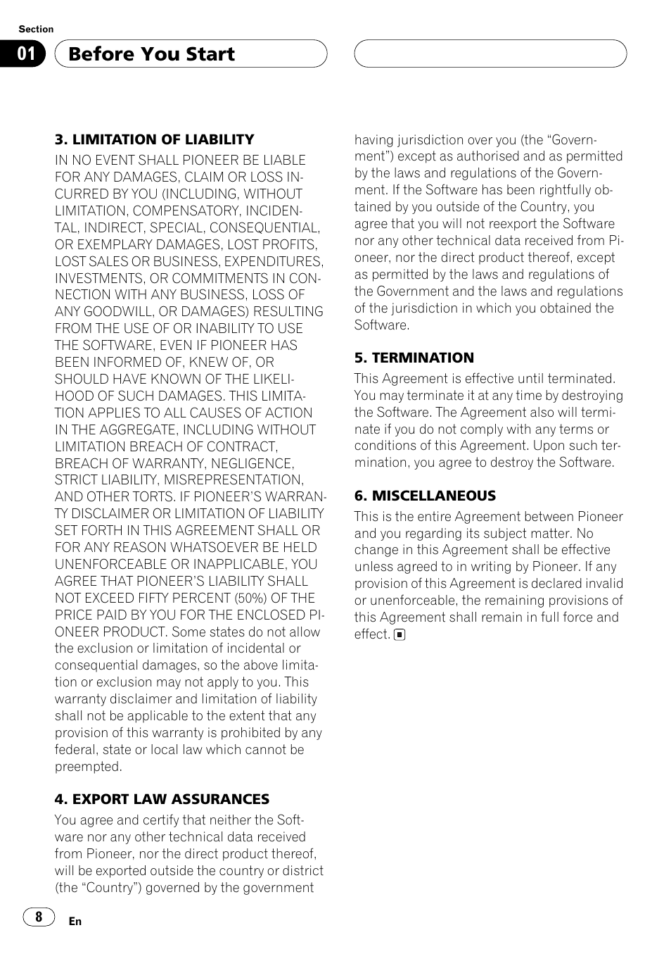 Before you start | Pioneer ANH-P10MP User Manual | Page 8 / 109