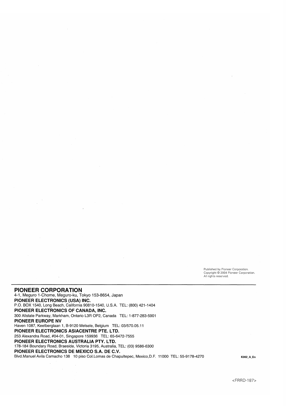 Pioneer corporation | Pioneer S-W250S-W User Manual | Page 52 / 52