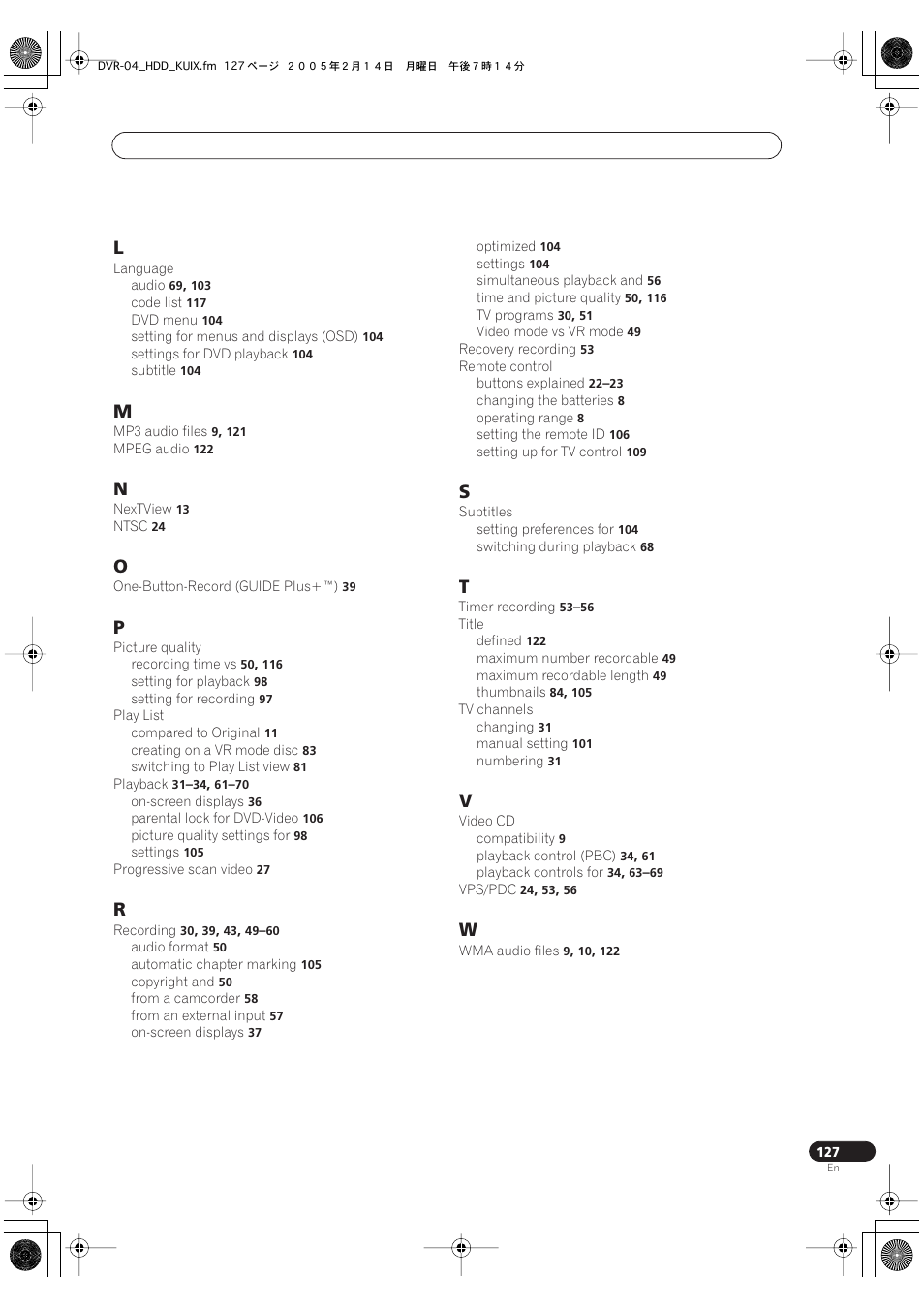 Pioneer DVR-530H-S User Manual | Page 127 / 128