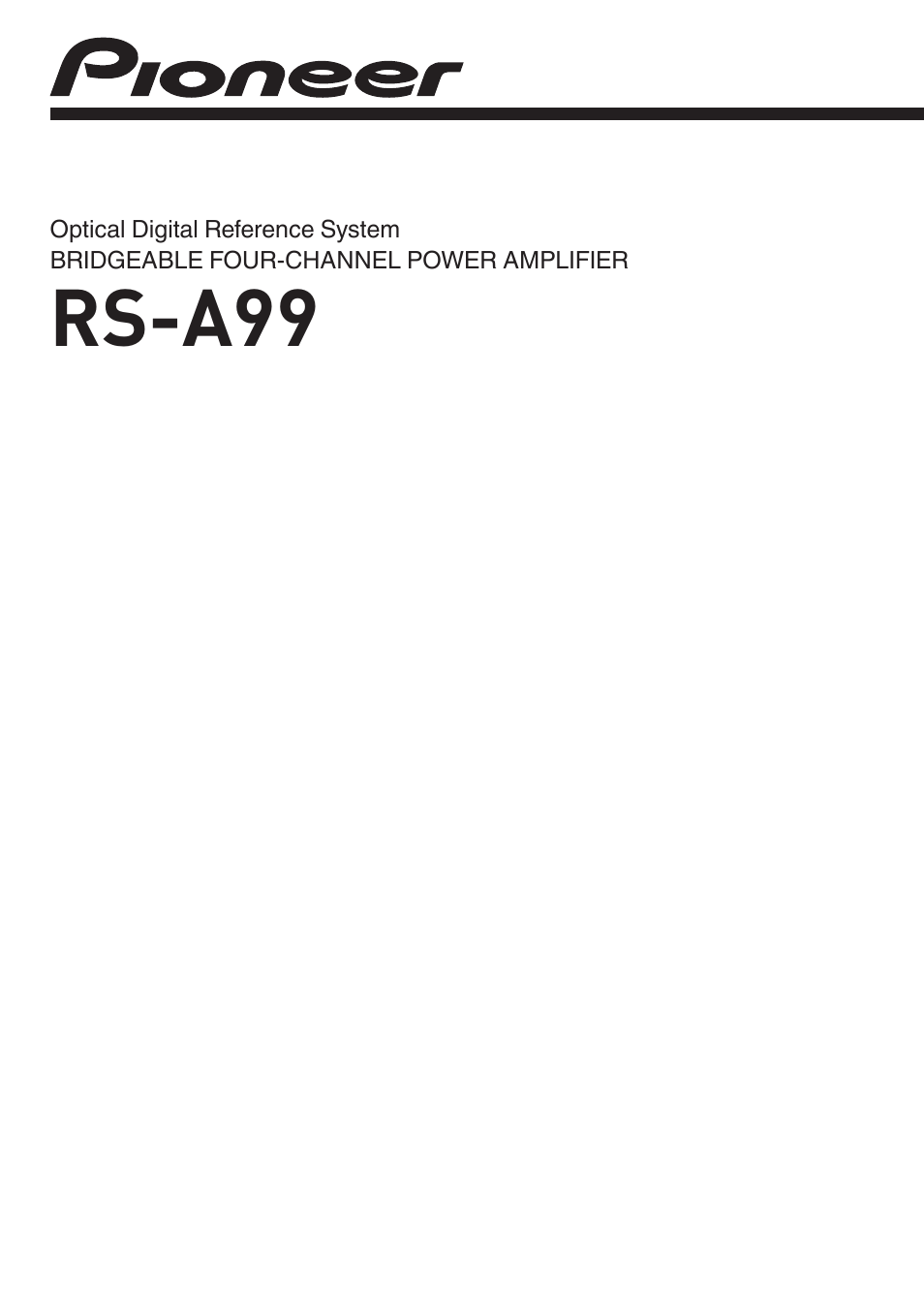 Pioneer RS-A99 User Manual | 16 pages