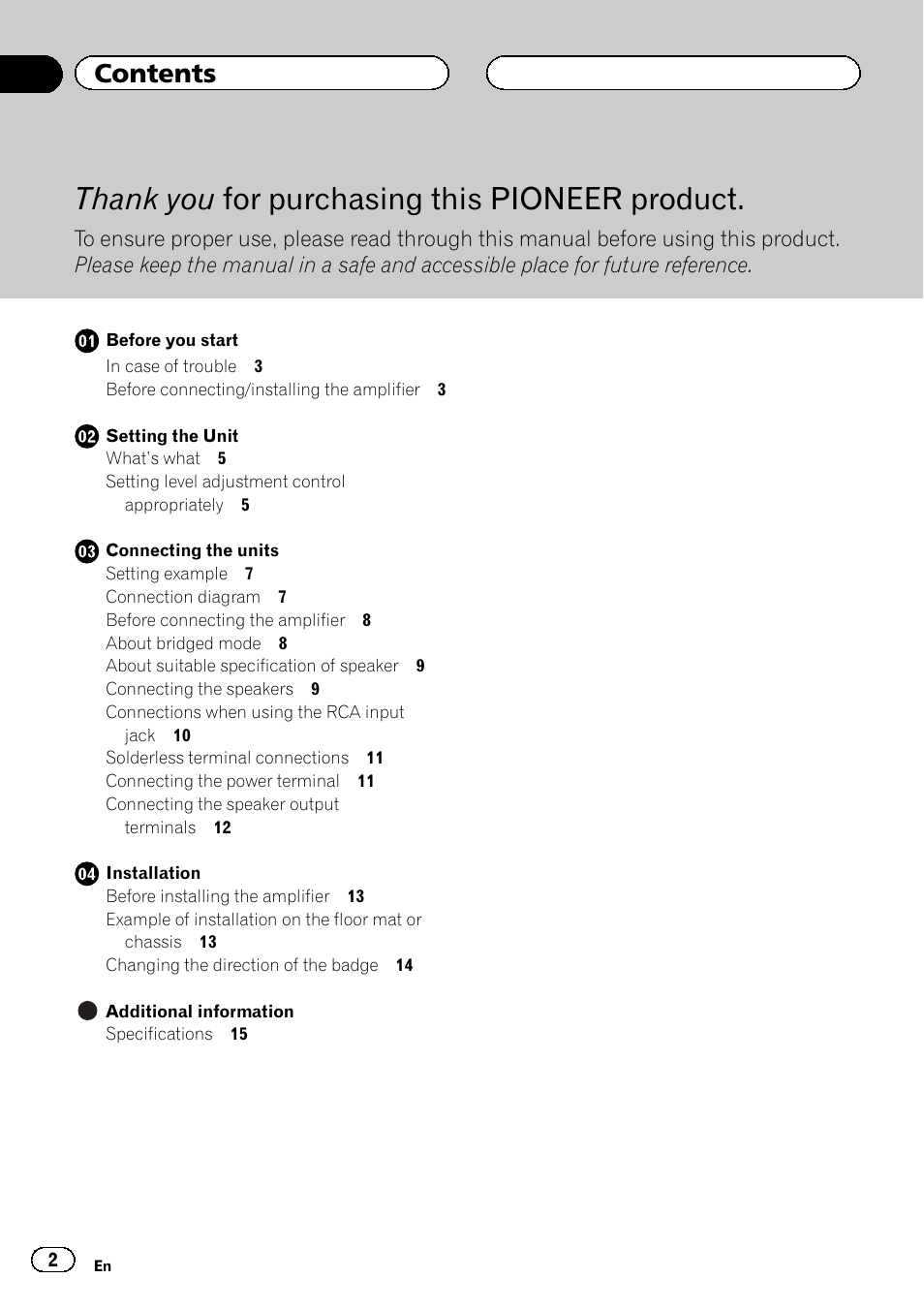 Pioneer RS-A99 User Manual | Page 2 / 16