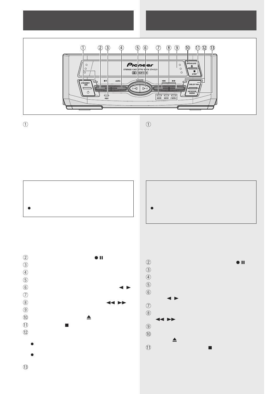 Front panel facilities, Organes du panneau avant | Pioneer CT-IS21 User Manual | Page 10 / 56