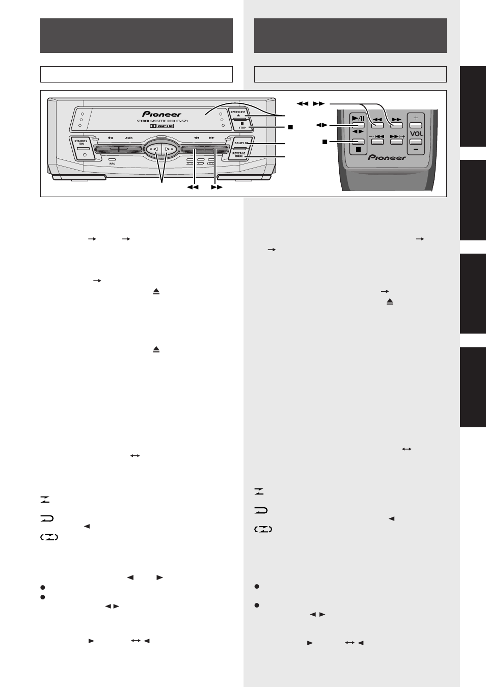Wiedergabe von cassetten, Grundlegende bedienung, Riproduzione di nastrocassette | Operazioni principali, English français deutsch italiano, Grundlegende bedienung operazioni principali | Pioneer CT-IS21 User Manual | Page 21 / 56