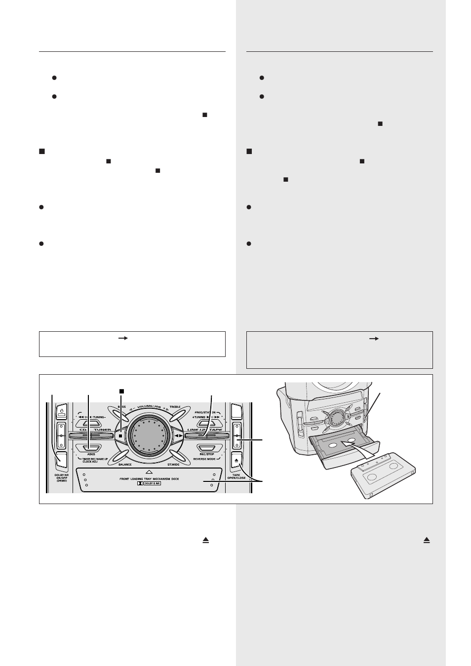 Tape (this unit), Tape (cd tuner deck only), Cassette (cet appareil) | Cassette (combiné, Radio/cassette/cd seulement), Tape (this unit) = tape (cd tuner deck only) | Pioneer CT-IS21 User Manual | Page 36 / 56
