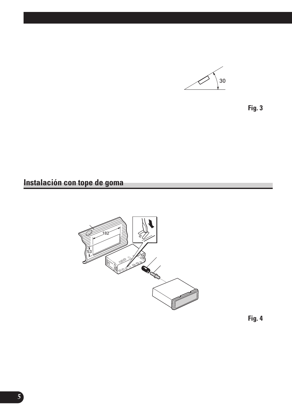 Instalación, Instalación con tope de goma, A title (english) | Pioneer MEH-P7100R User Manual | Page 14 / 52