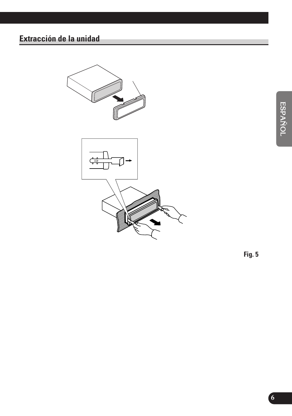 Extracción de la unidad, A title (english) | Pioneer MEH-P7100R User Manual | Page 15 / 52