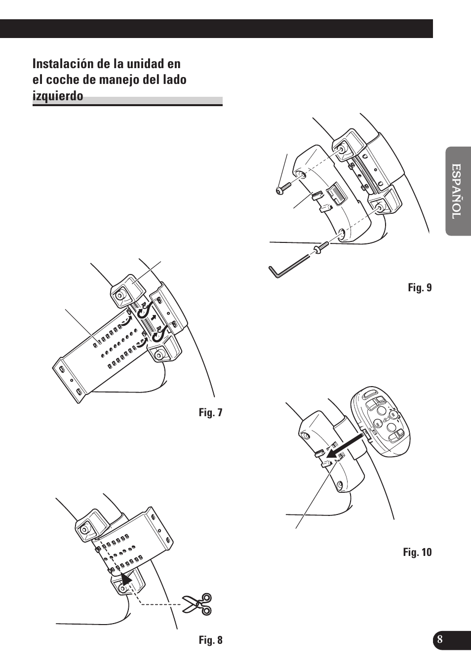 Instalación de la unidad en, El coche de manejo del lado izquierdo | Pioneer MEH-P7100R User Manual | Page 17 / 52