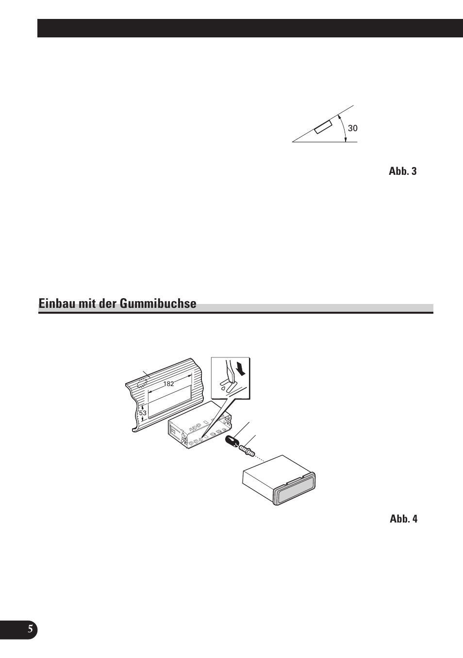 Einbauverfahren, Einbau mit der gummibuchse, A title (english) | Pioneer MEH-P7100R User Manual | Page 22 / 52